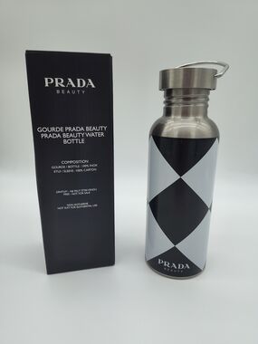 PRADA BEAUTY Argyle Stainless Steel Water Bottle NIB Promotional Gift